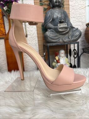 Wild Diva Pink Ankle-Strap Platform Stiletto Heels